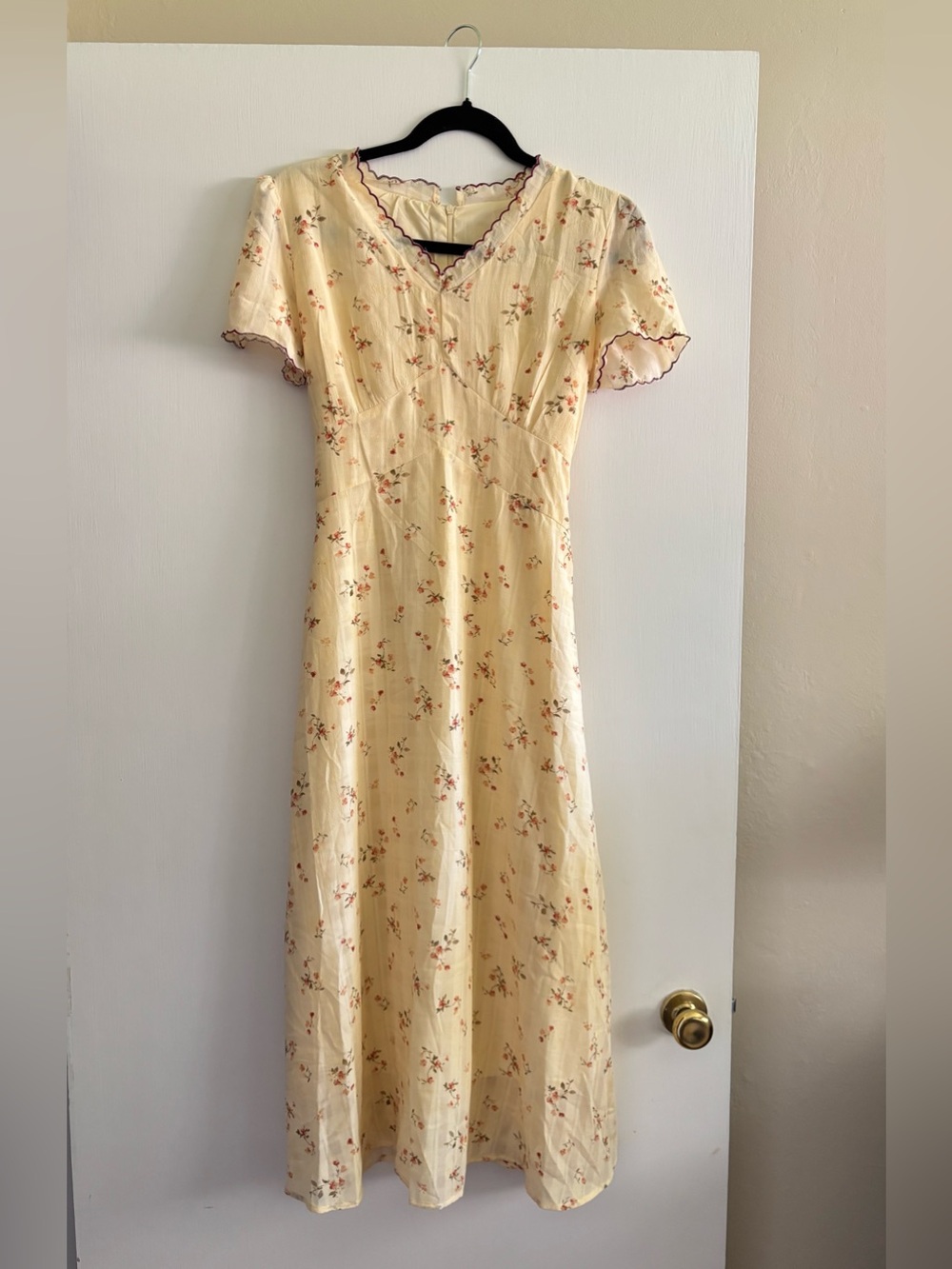 RIHOAS Cream Floral Maxi Dress with Pink Accents